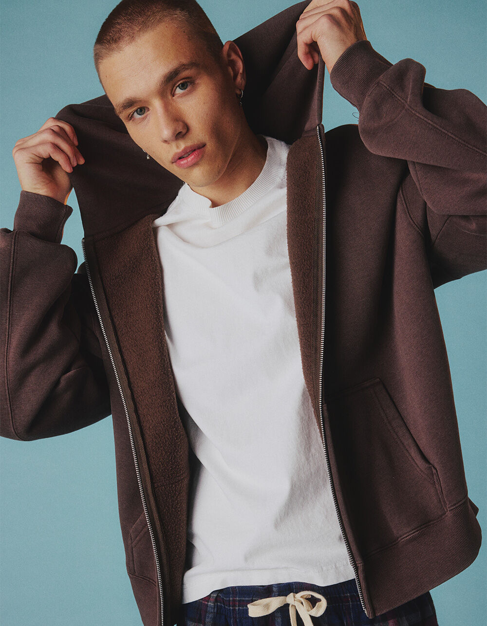 RSQ Mens Oversized Zip-Up Hoodie - DARK BROWN | Tillys