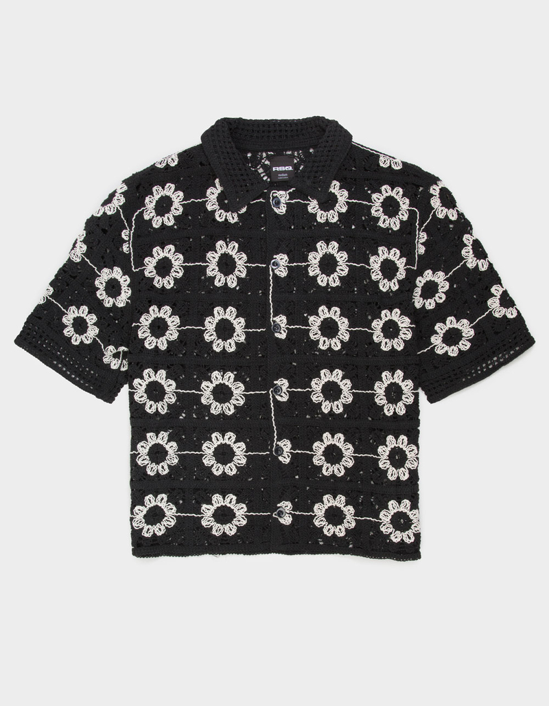 RSQ Mens Floral Crochet Button Up Shirt image number 0