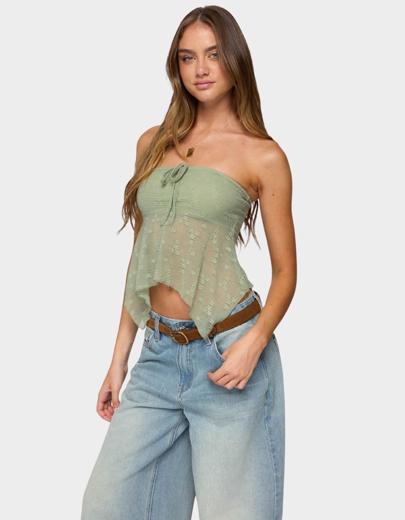 EDIKTED Embroidered Sheer Strapless Top image number 1
