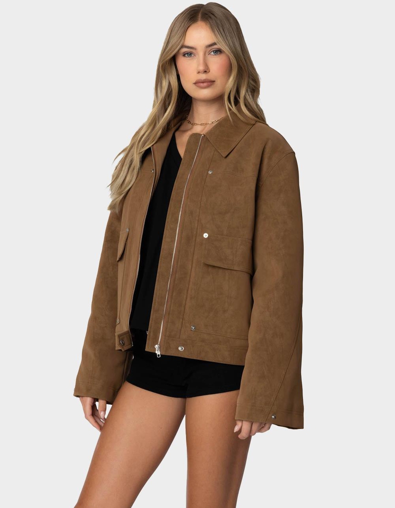 EDIKTED Annabelle Oversized Faux Suede Jacket image number 2