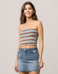 SKY AND SPARROW Ribbed Stripe Green Womens Tube Top image number 2