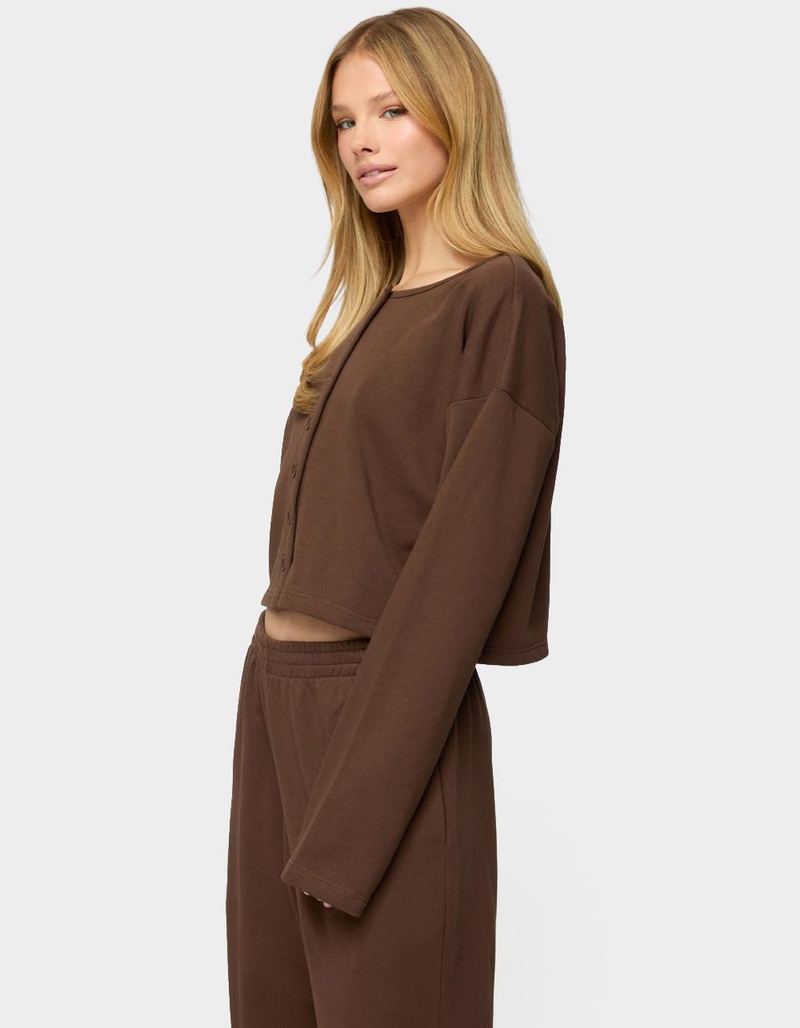 EDIKTED Binah Oversized French Terry Button Up Sweatshirt image number 1