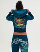 ED HARDY Flame Rose Womens Zip-Up Hoodie image number 1