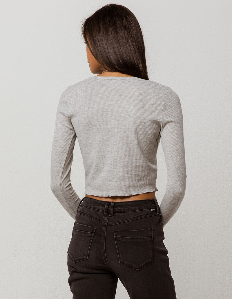 GOOD LUCK GEM Thermal Heather Gray Womens Crop Top image number 1