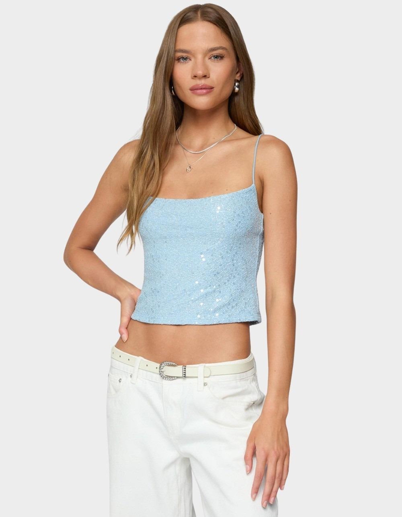 EDIKTED Metallic & Sequin Textured Tank Top image number 0