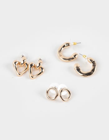 FULL TILT 3 Pack Heart/Chunky Hoop Earrings Primary Image