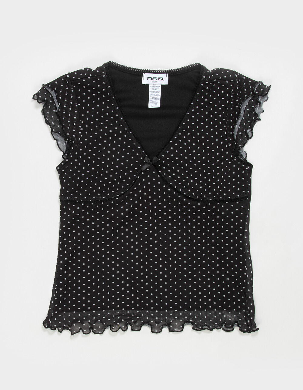 RSQ Girls Polka Dot Mesh Top - BLACK/WHITE | Tillys
