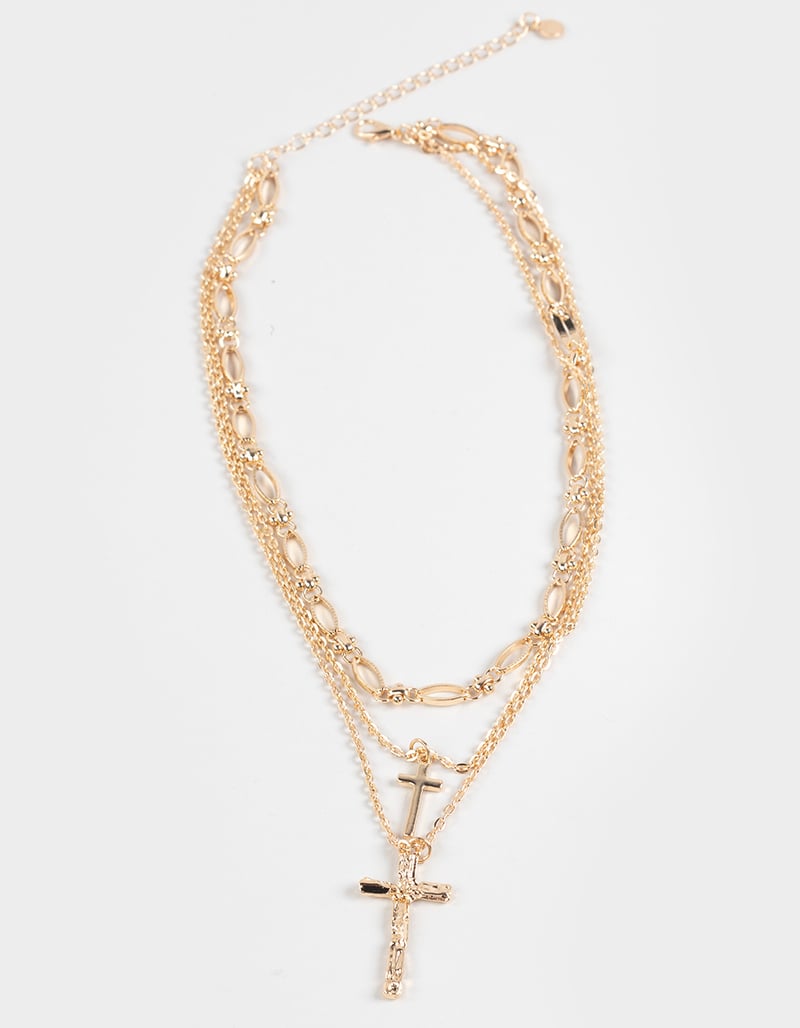 FULL TILT Layered Cross Necklace image number 0