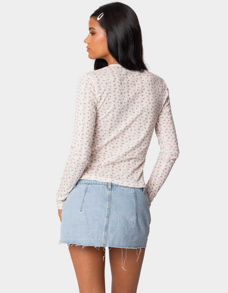 EDIKTED Emery Printed Pointelle Top image number 4