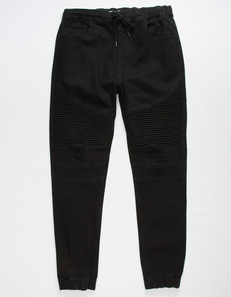 EAST POINTE Moto Black Mens Ripped Jogger Pants image number 0