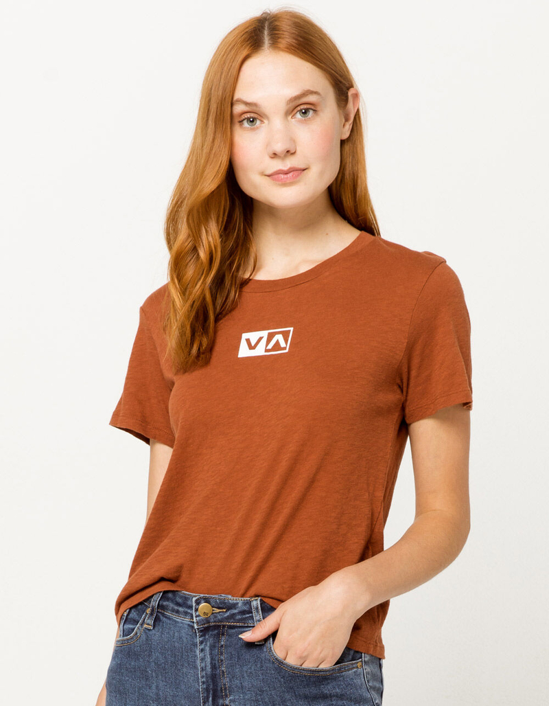 RVCA Stacked Rust Womens Baby Tee image number 1