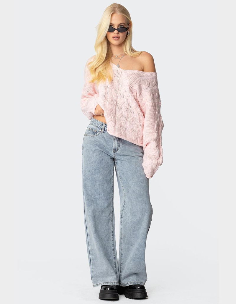 EDIKTED Inga Oversized Cable Knit Sweater image number 3