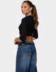 EDIKTED Gilba Button Up Knit Crop Top image number 3
