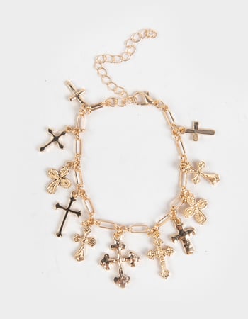 FULL TILT Multi Charm Cross Bracelet Primary Image