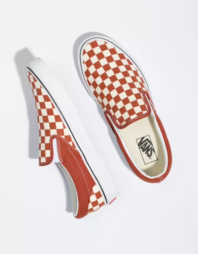 VANS Checkerboard Slip-On Rust & True White Mens Shoes image number 1