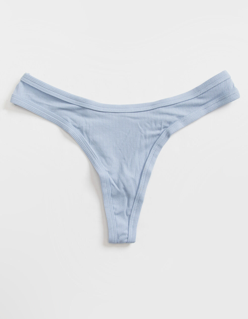 FULL TILT Rib High Leg Crystal Blue Thong image number 0