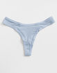 FULL TILT Rib High Leg Crystal Blue Thong image number 1