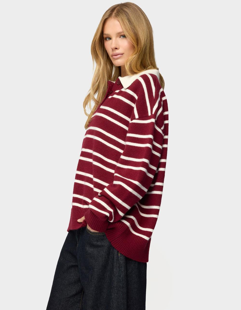 EDIKTED Rilynn Striped Polo Sweater image number 1