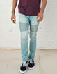 RSQ Mens Skinny Moto Light Wash Jeans image number 2