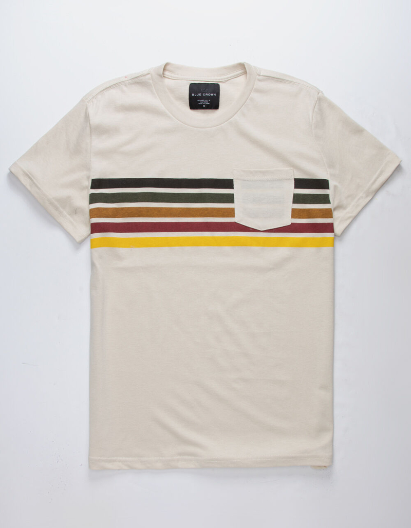 BLUE CROWN Old School Stripe Mens Pocket Tee image number 0