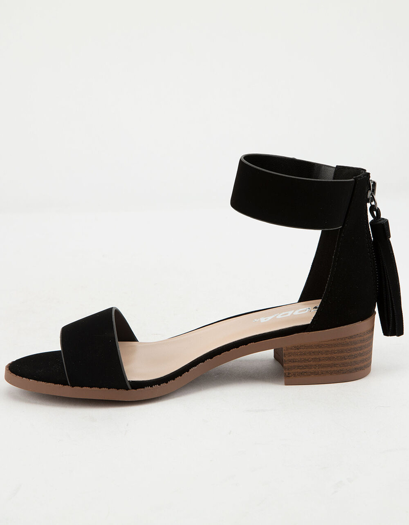SODA Tassel Black Girls Heeled Sandals image number 2