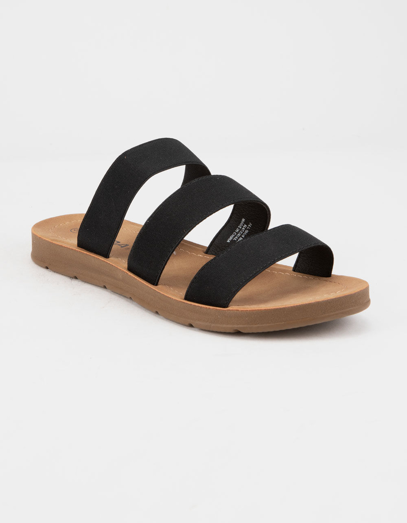 SODA Elastic 3 Strap Black Womens Sandals image number 0