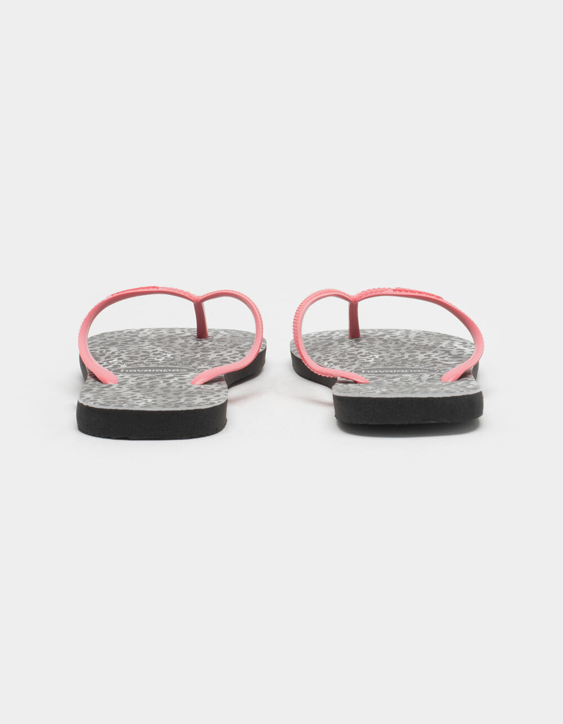 HAVAIANAS Slim Leopard Womens Black Sandals image number 3