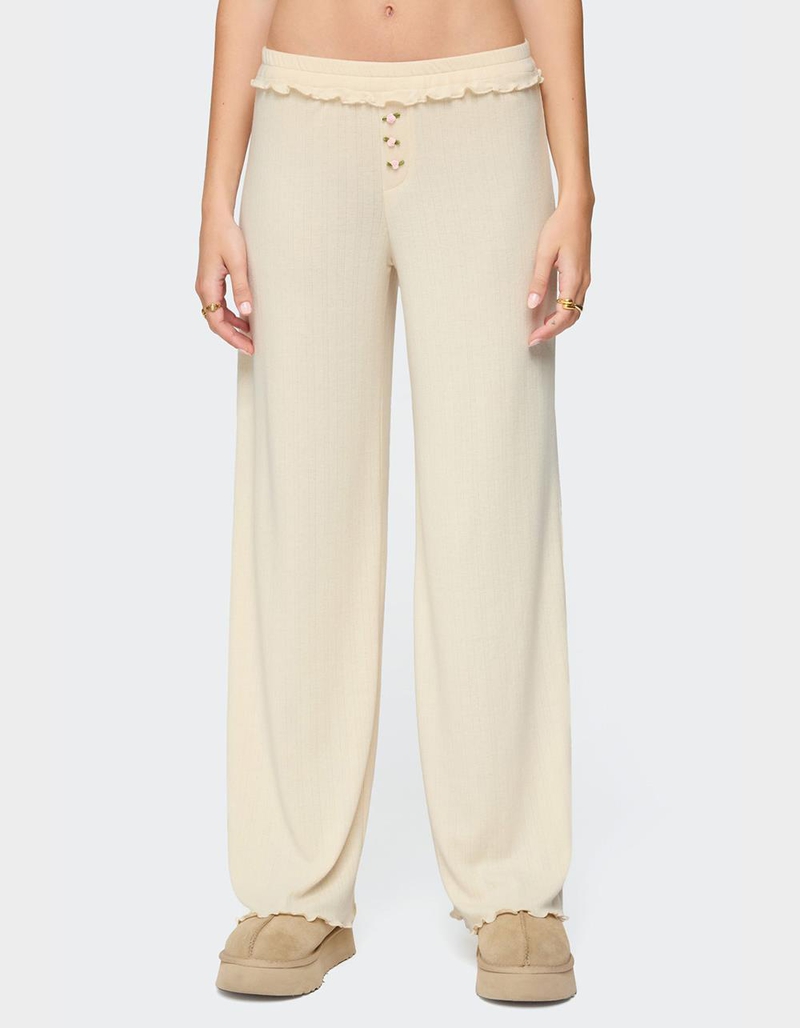 EDIKTED Posy Ruffle Pointelle Pants image number 0