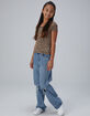 FULL TILT Leopard Print Lace Trim Girls Tee image number 3