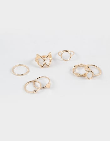 FULL TILT 7 Piece Butterfly Stone Ring Set Primary Image
