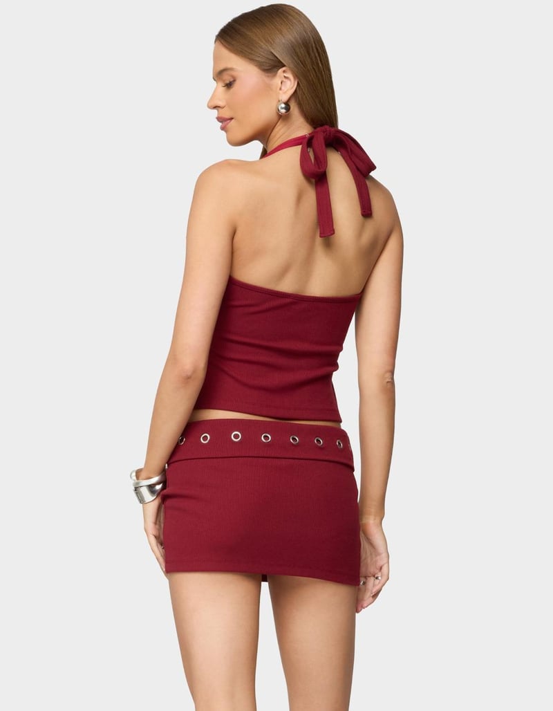 EDIKTED Havana Grommet Ribbed Halter Top image number 2