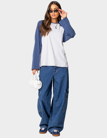 EDIKTED Oversized Raglan Long Sleeve Tee Alternative Image