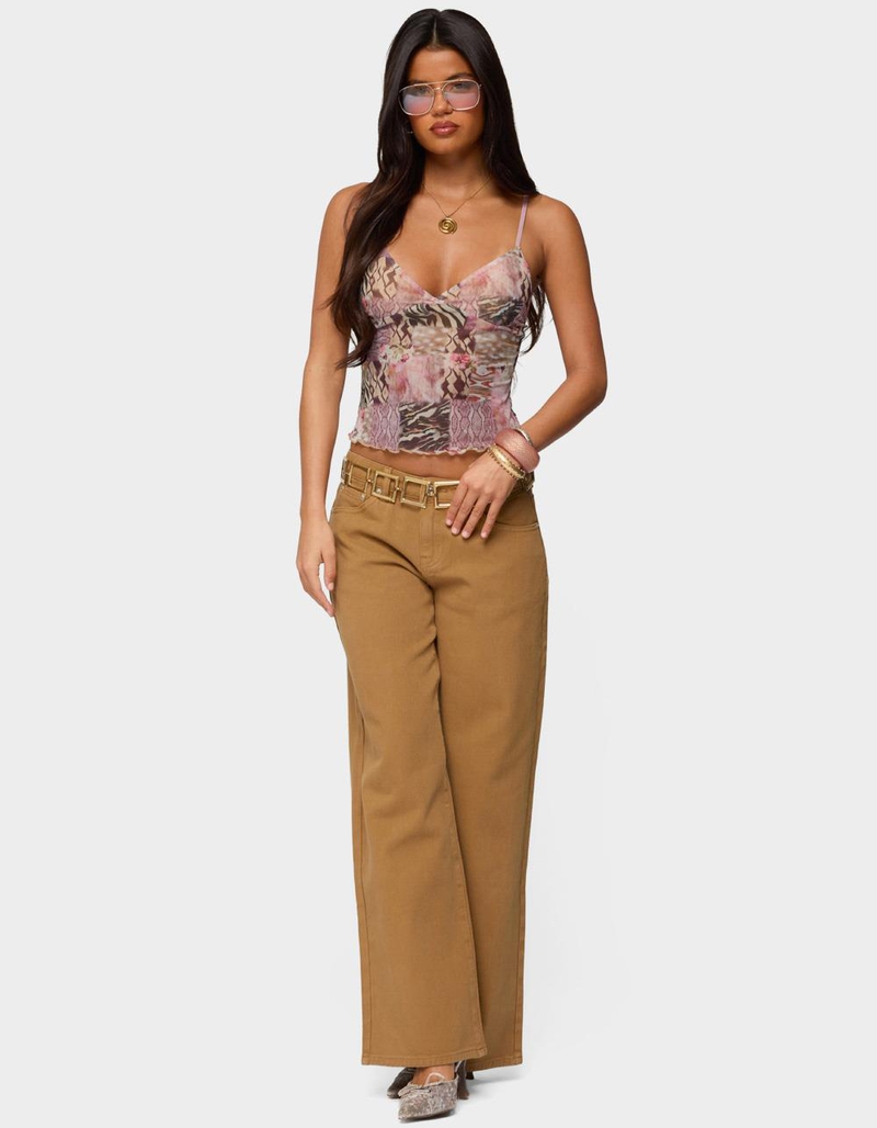 EDIKTED Mixed Animal Print Mesh Tank Top image number 4