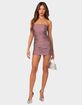 EDIKTED Cece Shiny Gathered Mini Dress image number 1