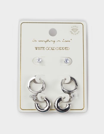 DO EVERYTHING IN LOVE White Gold Dipped 3 Pack Earrings Alternative Image