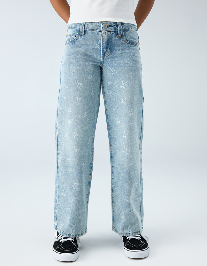 RSQ Girls Low Rise Mini Bow Wide Leg Jeans image number 3