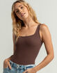 SKY AND SPARROW Sleeveless Square Neck Chocolate Bodysuit image number 1