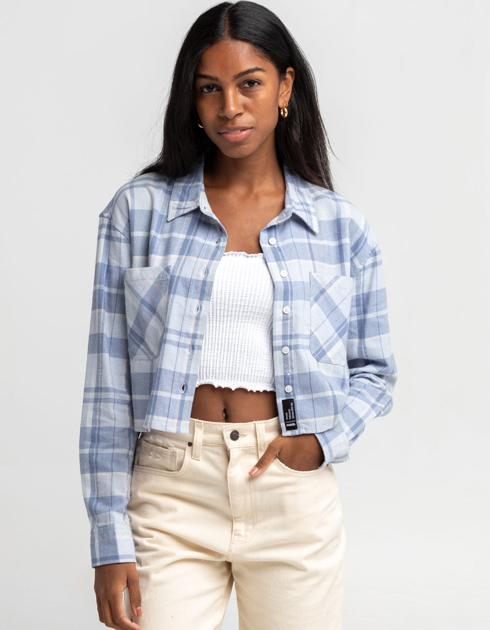 RSQ Womens Soft Lucky Tartan Crop 