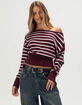 RSQ Womens High Rib Stripe Off The Shoulder Sweater image number 1