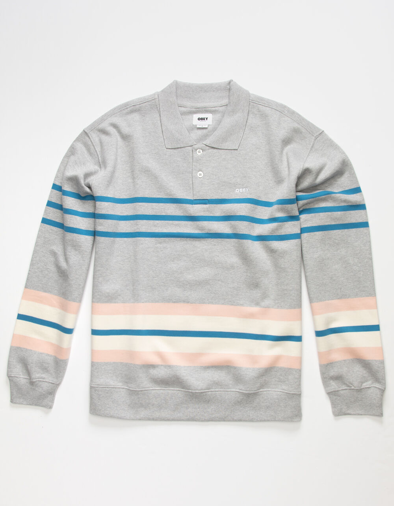 OBEY Mens Isso Striped Rugby Polo Sweatshirt image number 0