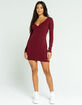 SKY AND SPARROW Surplice Burgundy Bodycon Dress image number 4