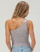 FULL TILT Womens Stripe One Shoulder Top image number 4
