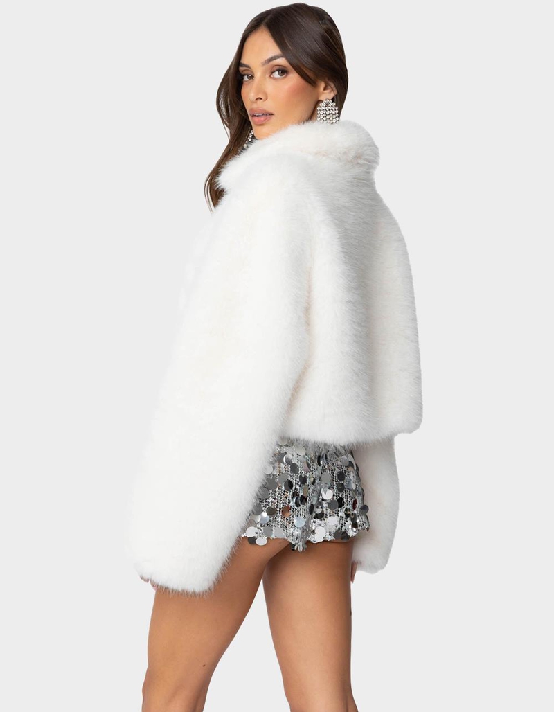 EDIKTED Nathalie Cropped Faux Fur Jacket image number 3