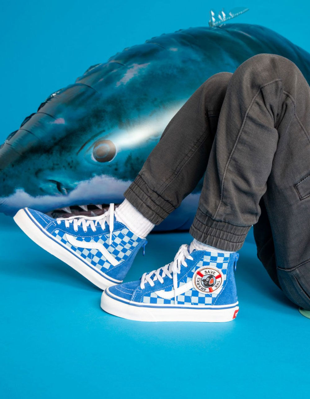 VANS x Shark Week Sk8-Hi Zip Kids Shoes - BLUE/TRUE WHITE | Tillys