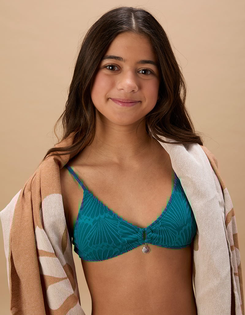 FULL TILT Textured Ring Girls Bralette Bikini Set - SPRUCE