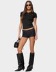EDIKTED Moirah Rhinestone Denim Micro Shorts image number 5