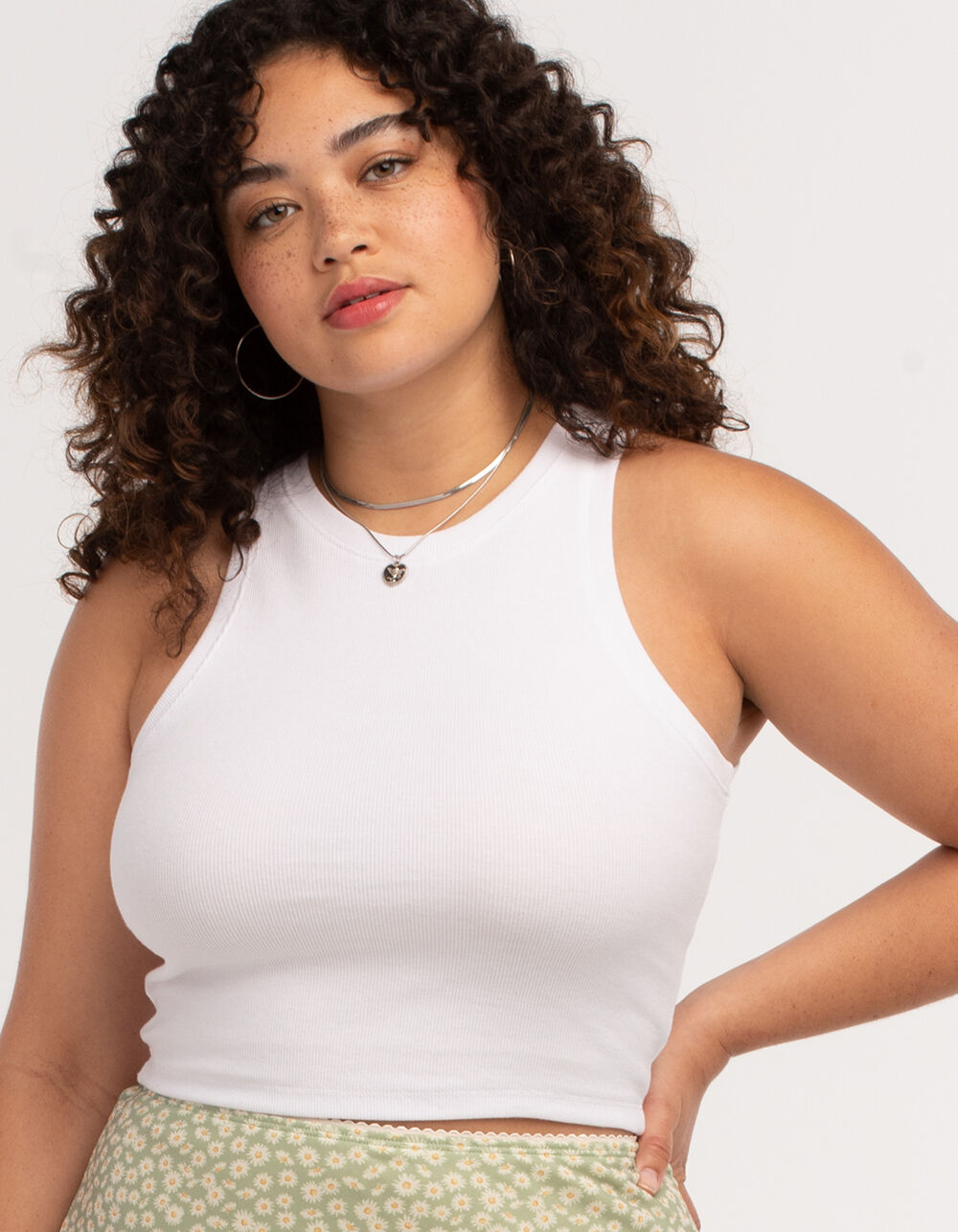 FULL TILT Essentials High Neck Womens Tank Top - WHITE - M | Tillys