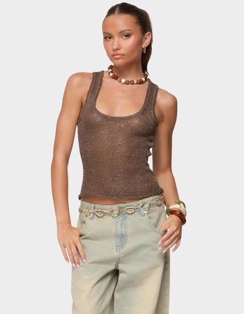 EDIKTED Eleora Sequin Knit Tank Top Primary Image
