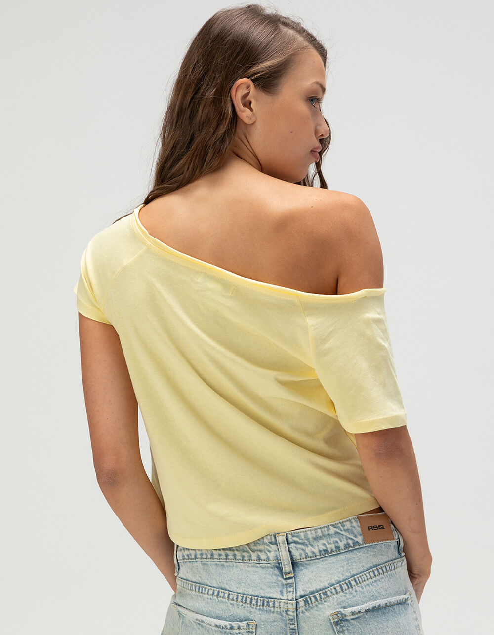 RSQ Womens Hibiscus Off The Shoulder Tee - YELLOW - M | Tillys
