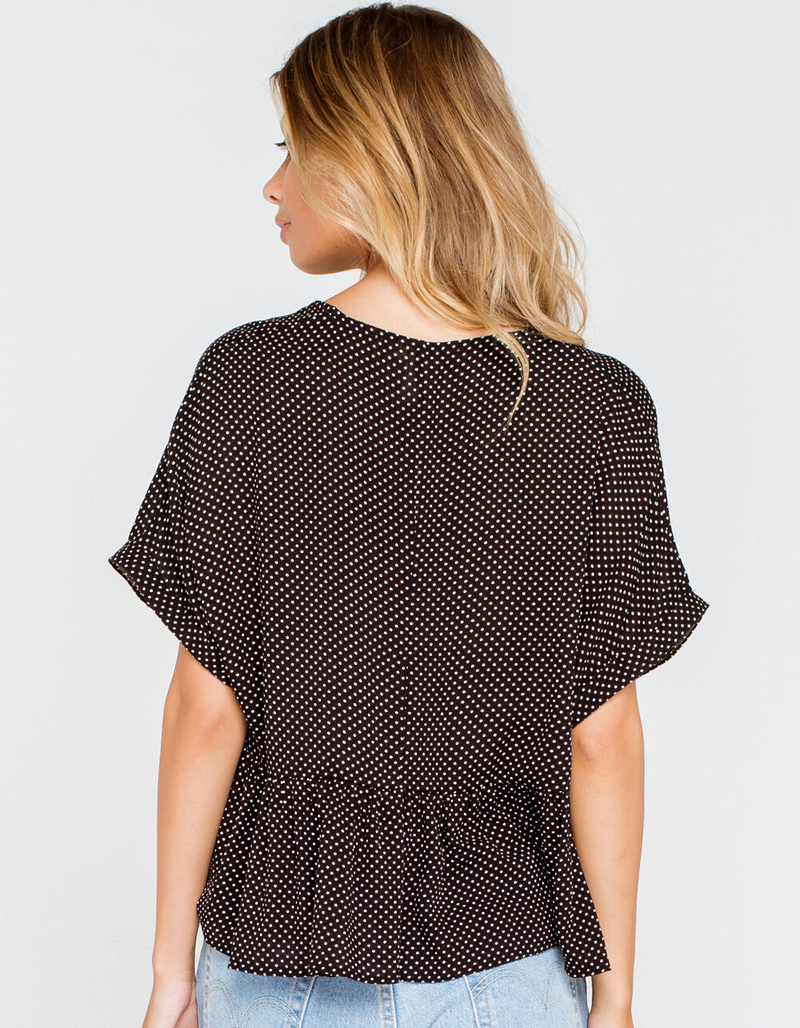 SKY AND SPARROW Polka Dot Womens Babydoll Top image number 2